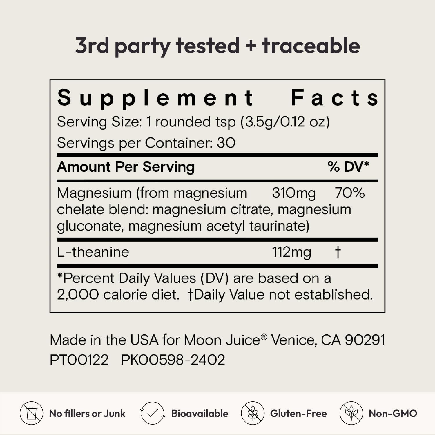 Moon Juice Magnesi-Om Magnesium Powder Supplement 3.7OZ UNFLAVORED EXP 03/2026
