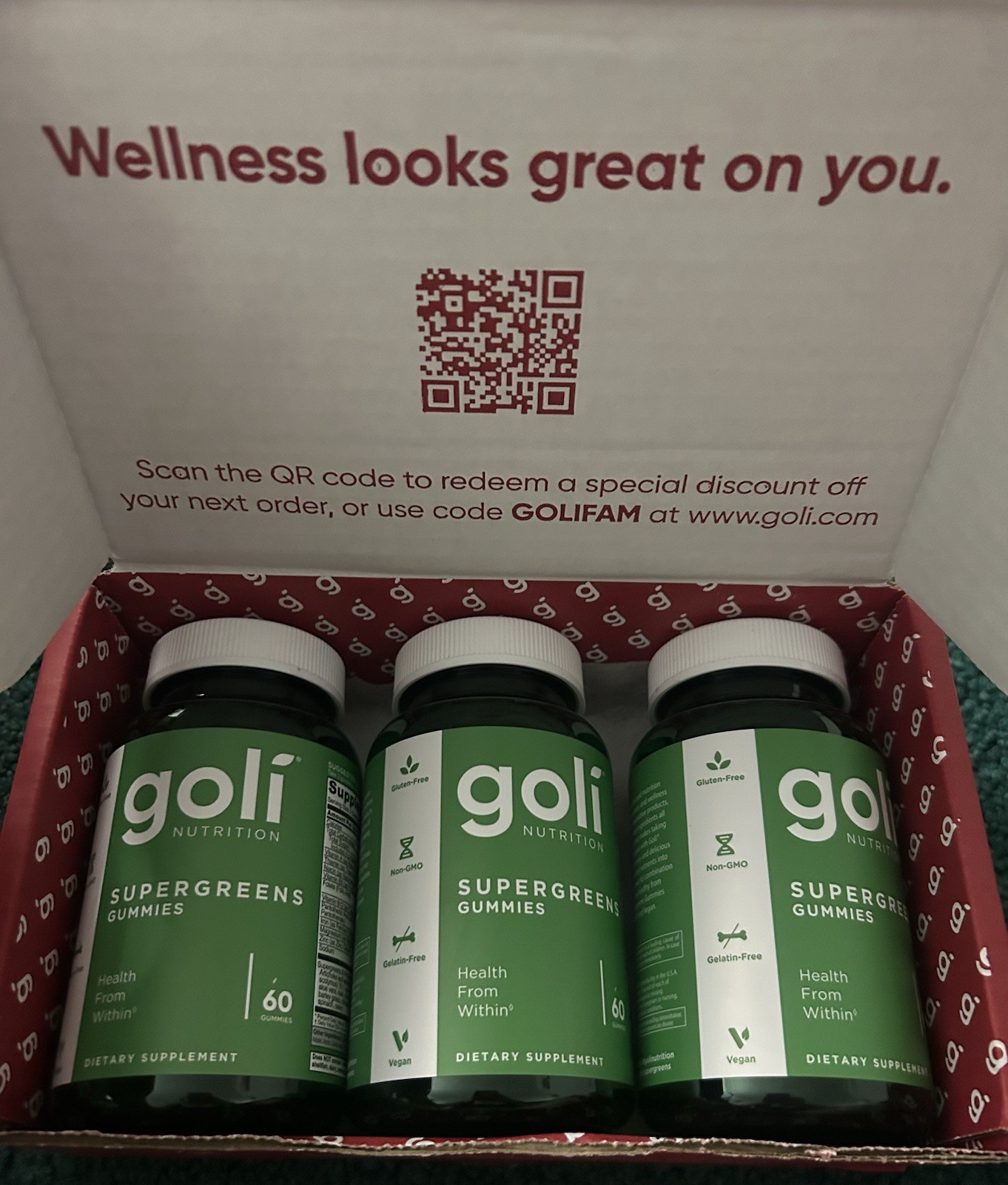 Goli Nutrition Supergreens Gummies Dietary Supplement 180 Vegan Gummies