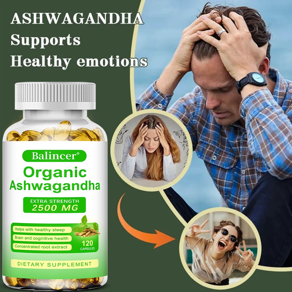 Organic Ashwagandha Capsules Improve Mood Improve Attention Energy 30-120 Pills