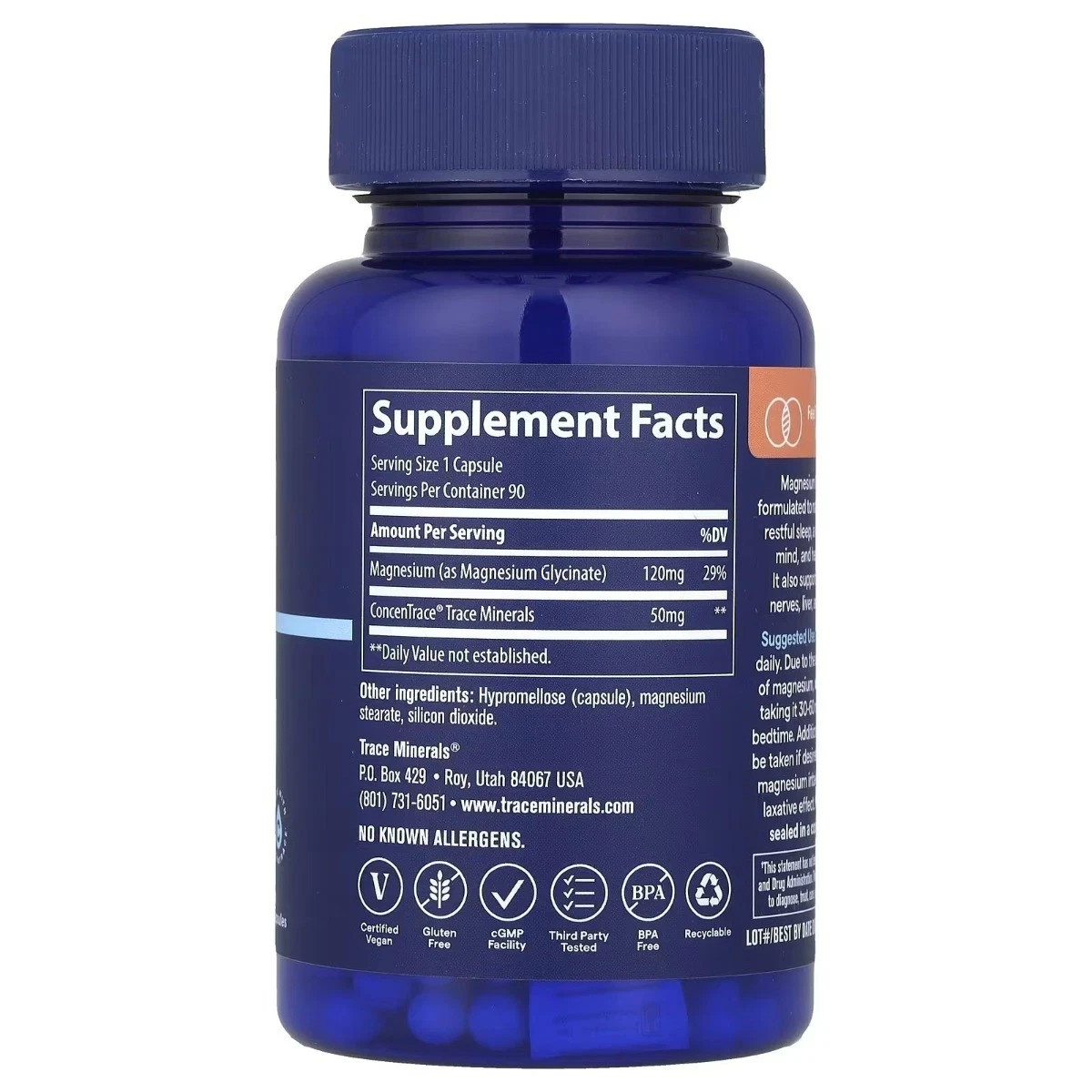 Trace Minerals Magnesiumglycinat, 90 Kapseln exp. date 05/2028