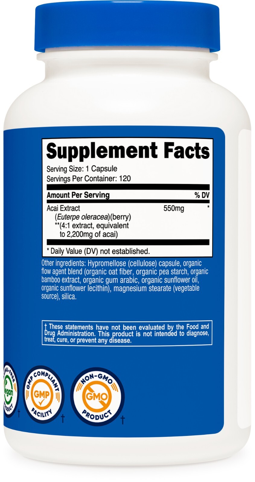 Nutricost Acai Capsules 550mg, 120 Capsules – Veggie Caps, Non-GMO, Gluten Free