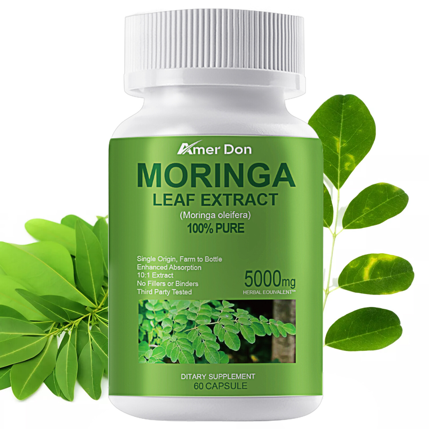 Moringa Leaf 5000mg-Metabolism and Digestive Support,Immunity and Energy 60