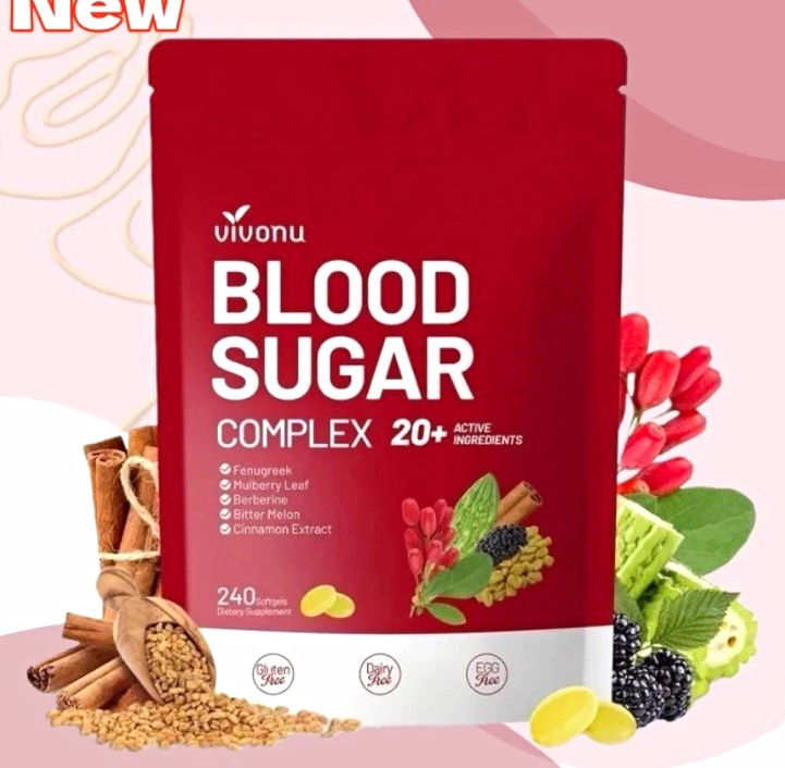 vivonu Blood Sugar Complex Support 240 Softgels Gluten-Free Dairy/Egg-Free