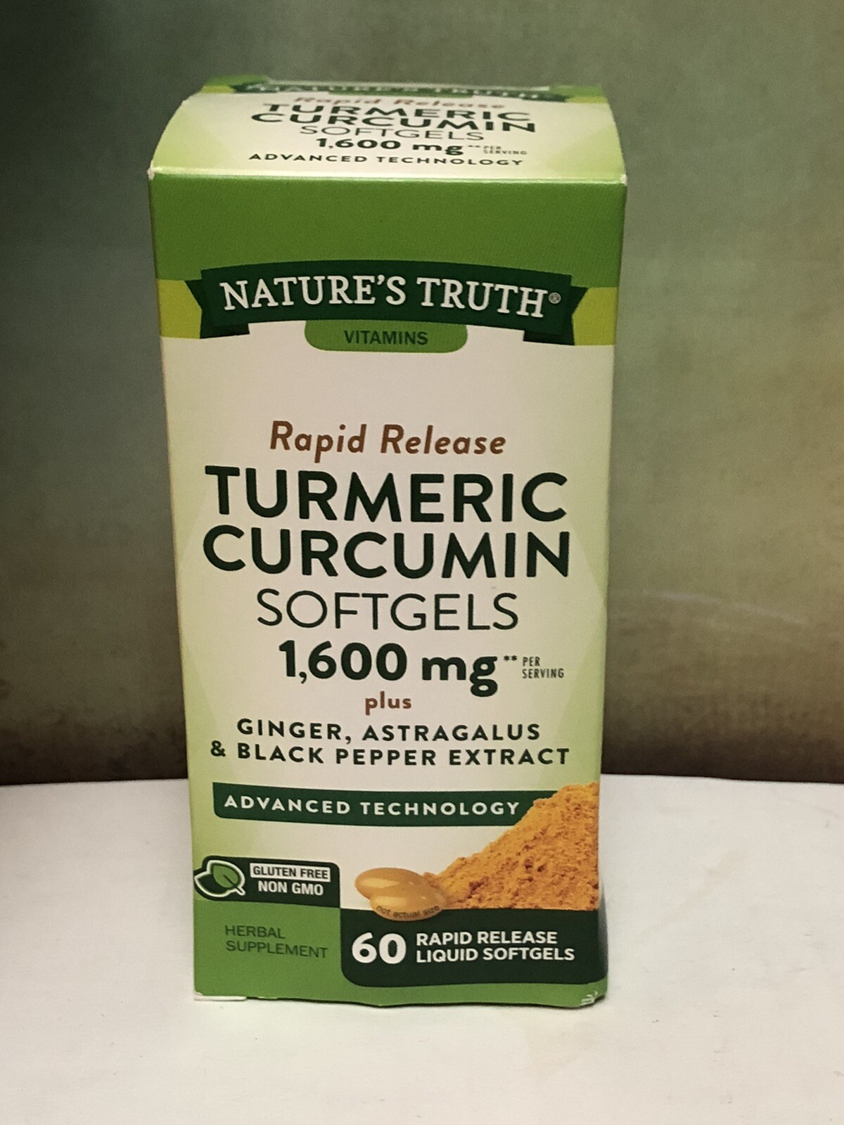 NEW Nature’s Truth Turmeric Curcumin 1600mg Rapid Release Softgels 60 Ct ~ NIB