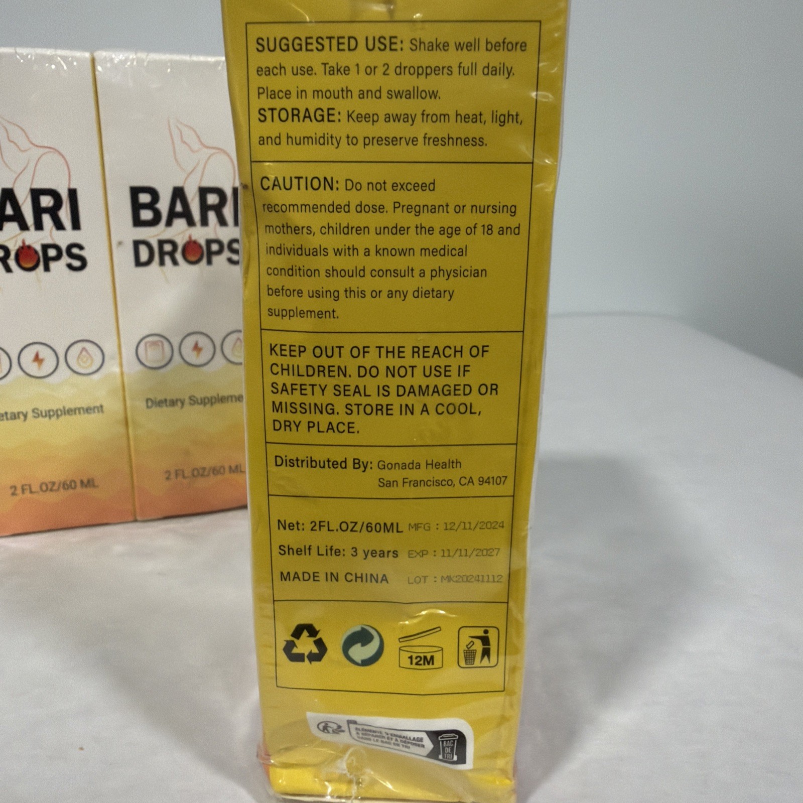 4 Pack Bari Drops – Fitness Health Energy Beauty, 2 fl oz each, exp 11/27