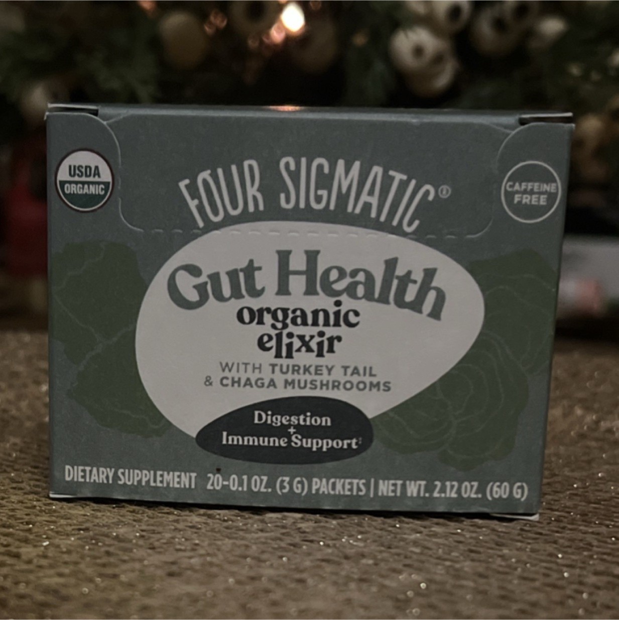 Four Sigmatic Gut Health Elixir 20 Packets Organic Turkey Tail Chaga Caffeine F…