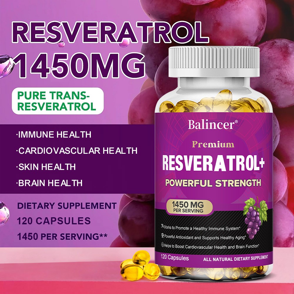 Resveratrol Antioxidant Supplement Vitamin C 605 mg for Heart Skin Brain Health