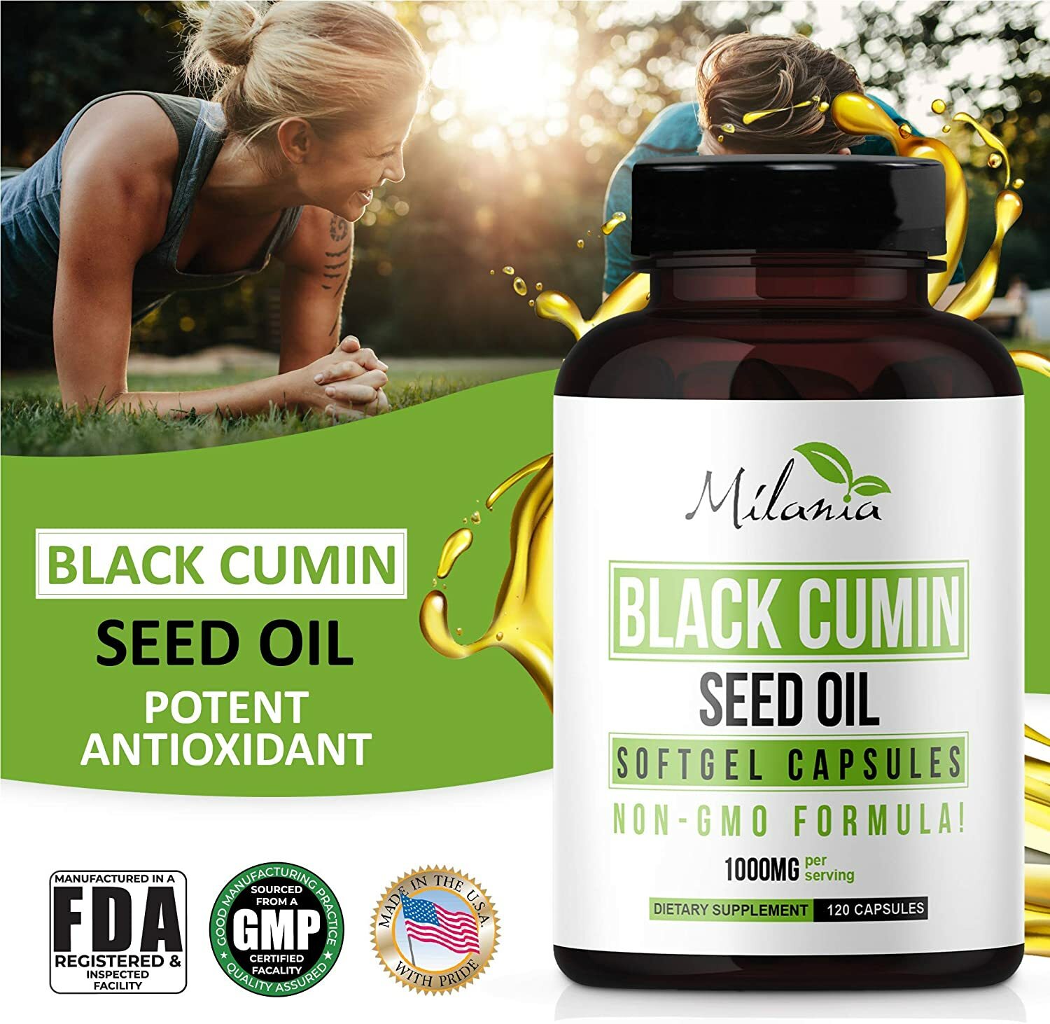 Premium Black Seed Oil Capsules 120 Softgels Nigella Sativa Black Cumin Seed Oil