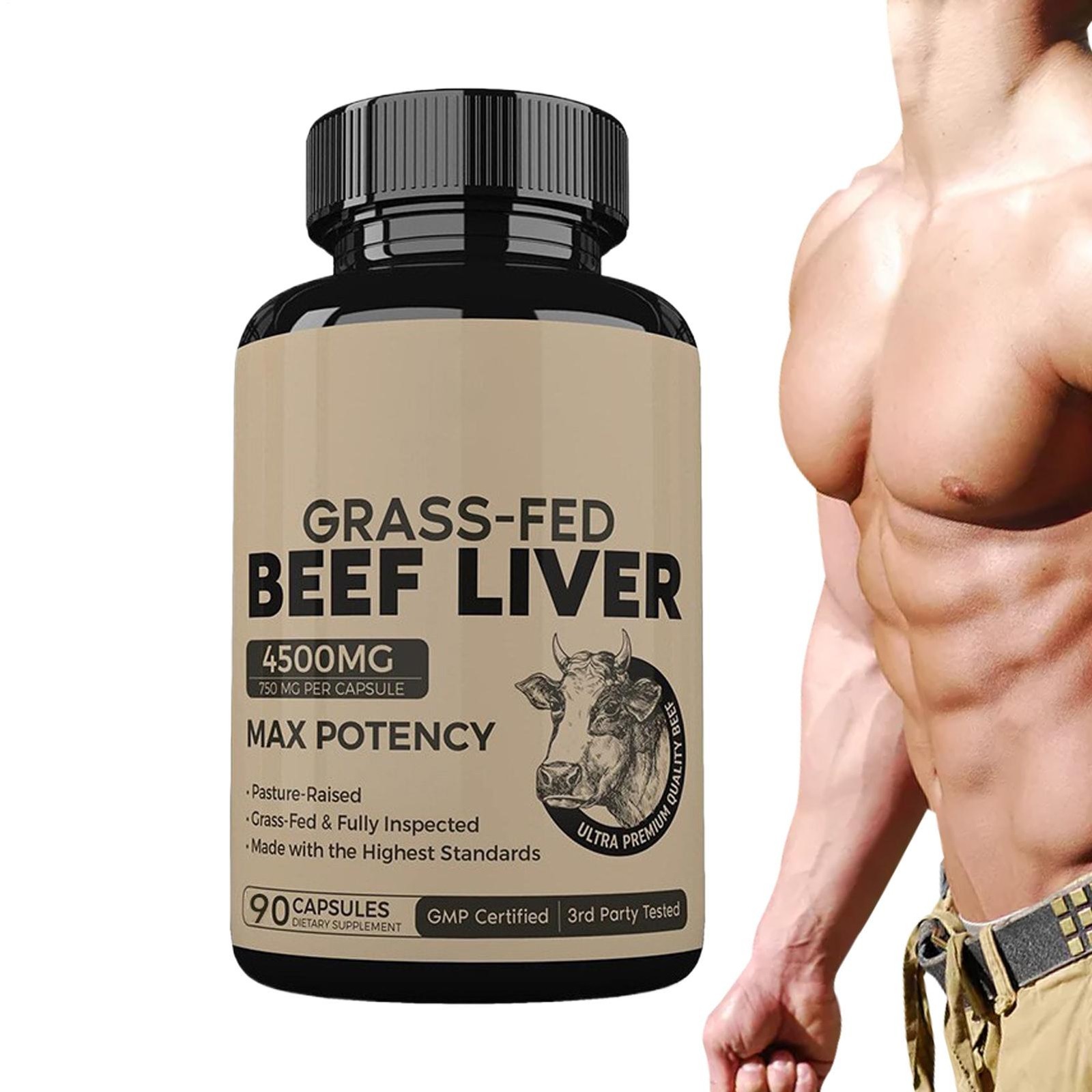 Grass Fed Beef Liver Capsules 4500mg 90 Count Dessicated Liver Supplement *1-2