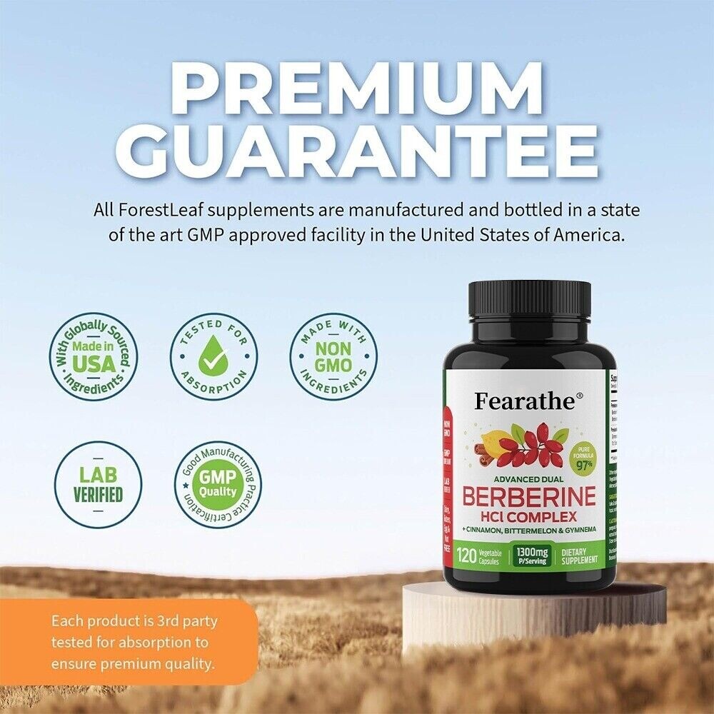 Premium Berberine HCL Plus Organic Ceylon Cinnamon, Bitter Melon – 1300mg