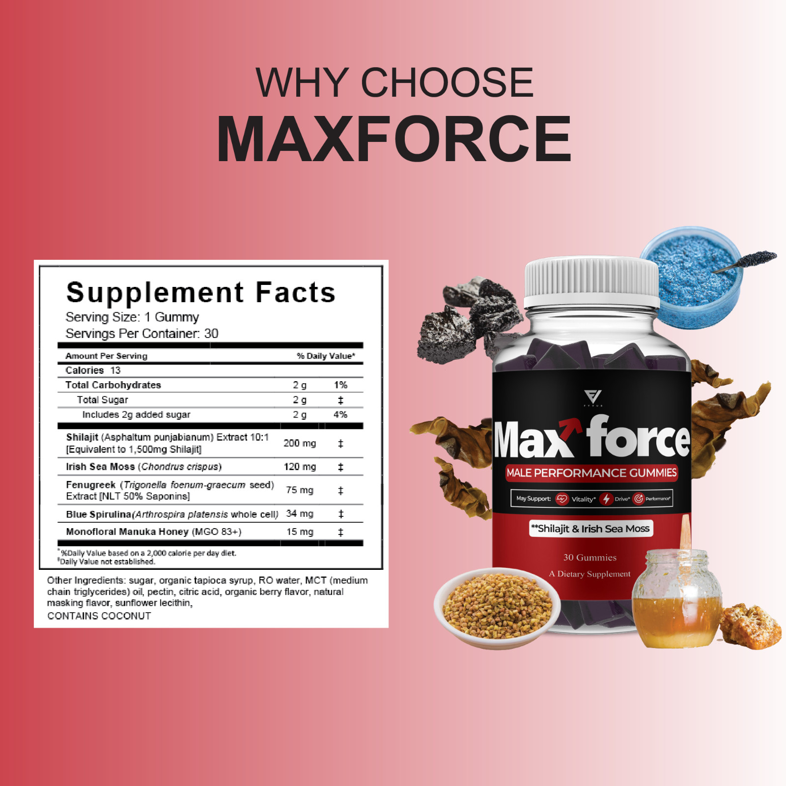 Max Force Male Gummies, MaxForce Performance Supplement (30 Gummies)
