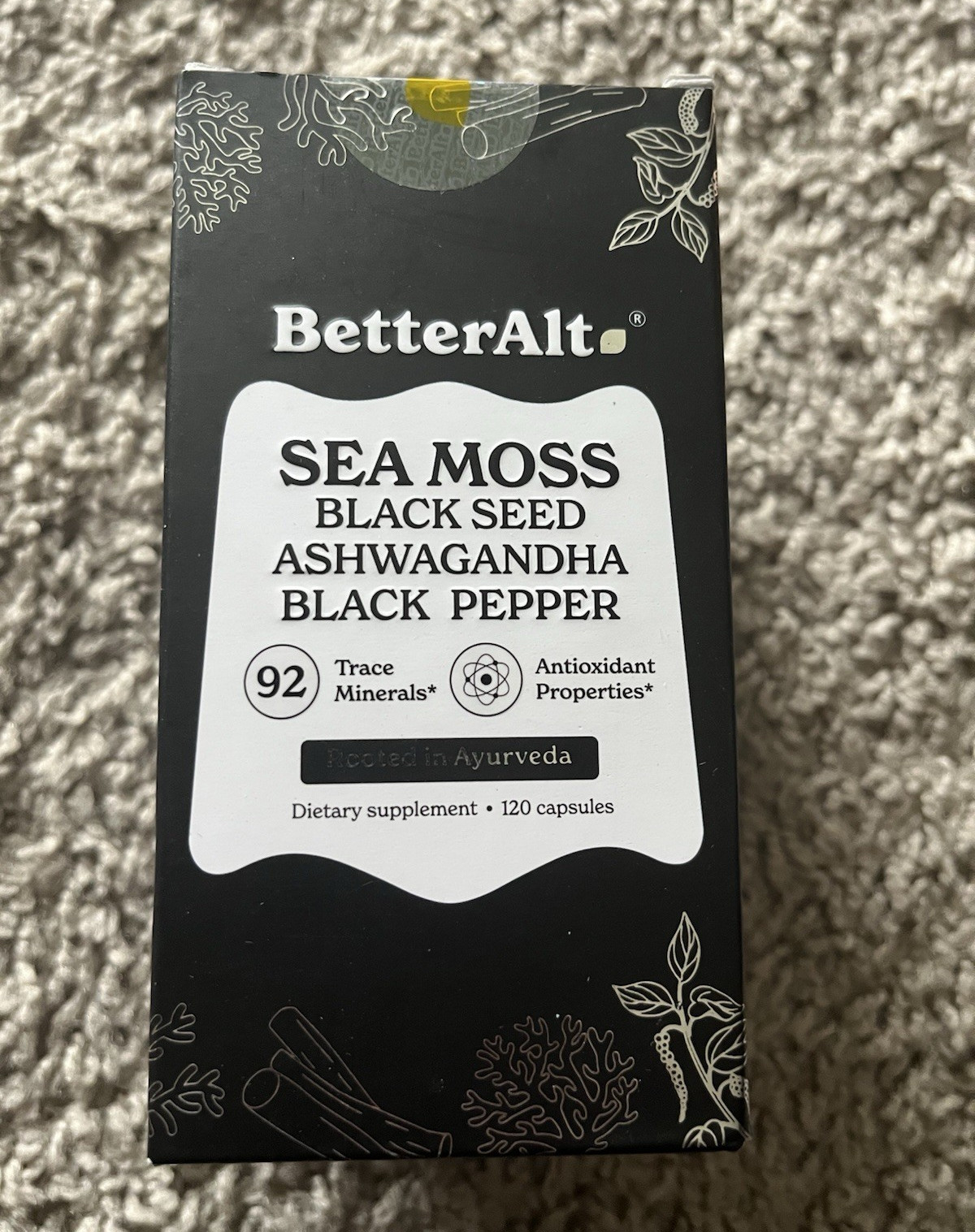 BetterAlt Sea Moss + Black Seed + Ashwagandha + Black Pepper Capsules 120 Ct