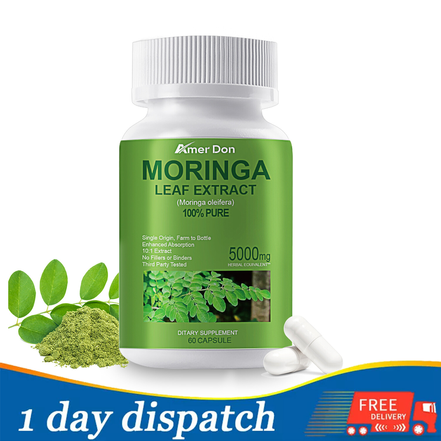 100% Pure Moringa Oleifera Leaf – Superfood, Antioxidant, Greens Supplement