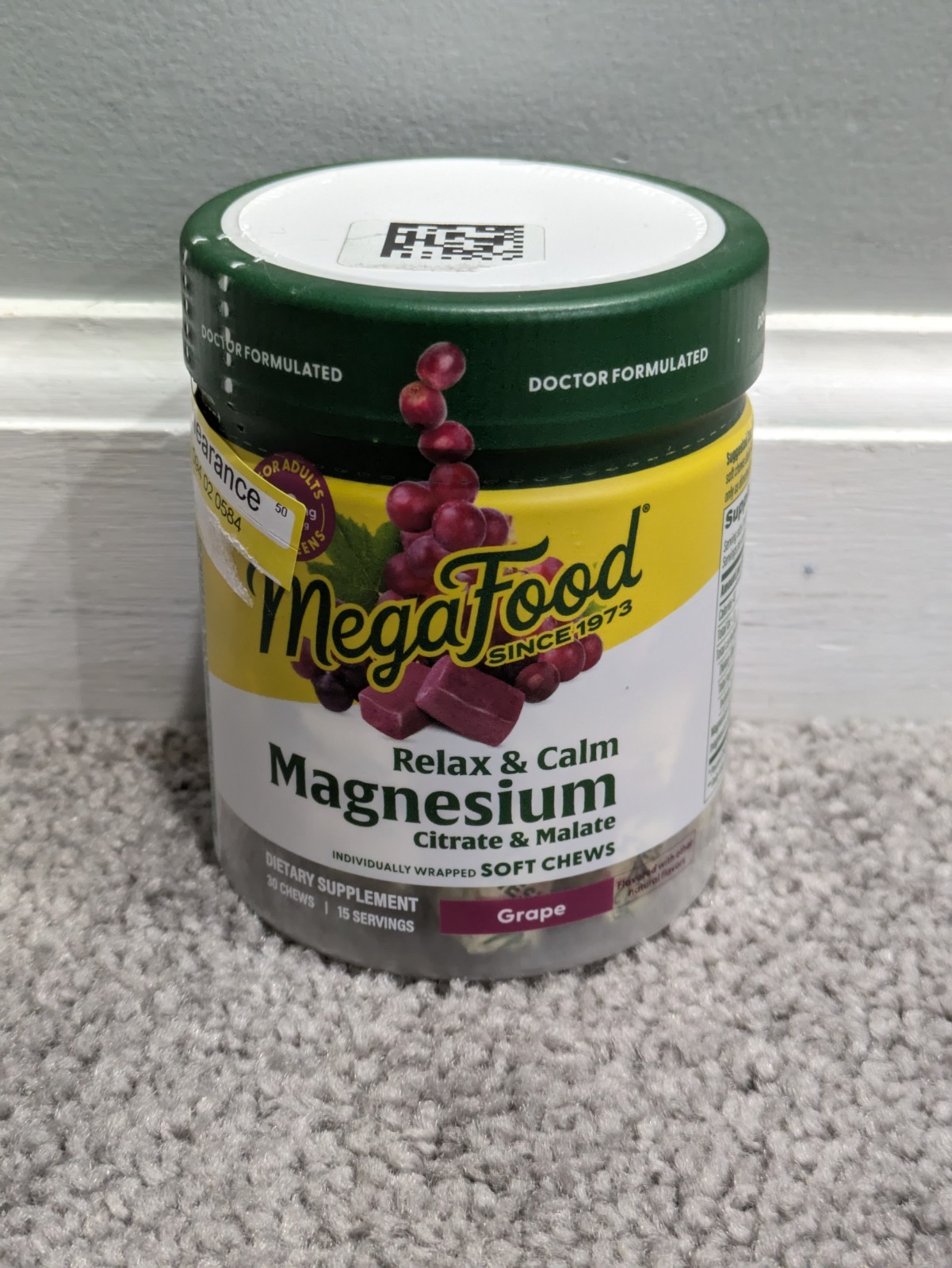 3 Lot MegaFood Relax & Calm Magnesium Grape Soft Chews 30 Count EXP 02/27 Sealed