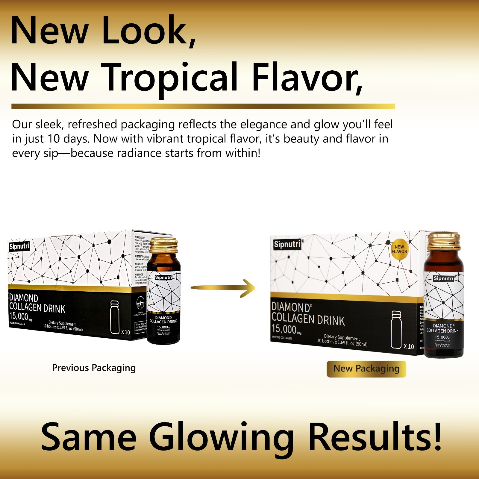 Sipnutri Liquid Collagen Drink 15000mg Hydrolyzed Marine Fish Collagen 1 Box