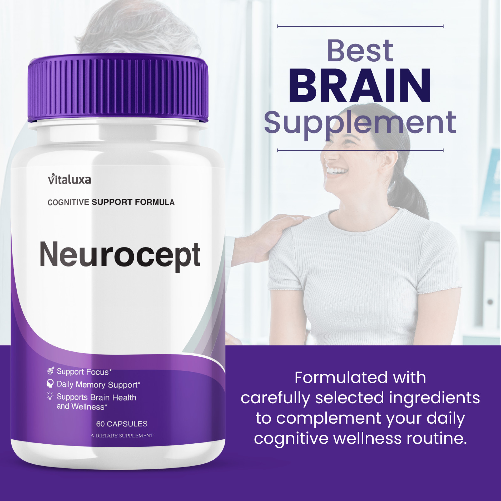 (3 Pack) Neurocept Nootropic All Natural Formula Brain Supplement (180 Capsules)