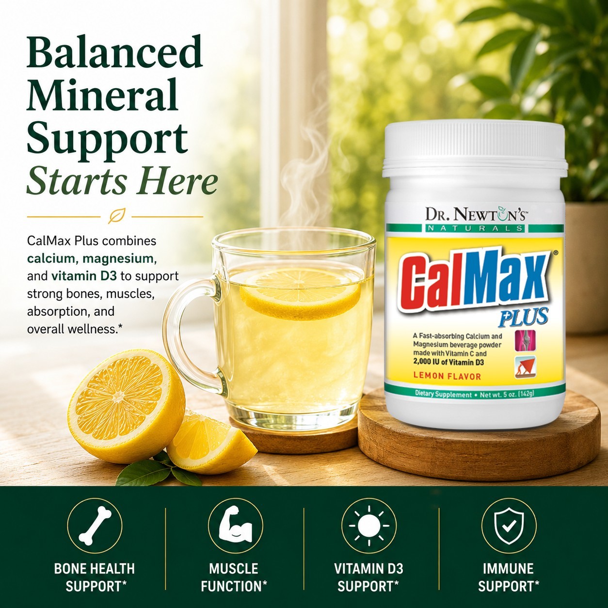 Dr. Newton’s Naturals CalMax Plus Supplement Vitamin C, D3, Calcium, Magnesium