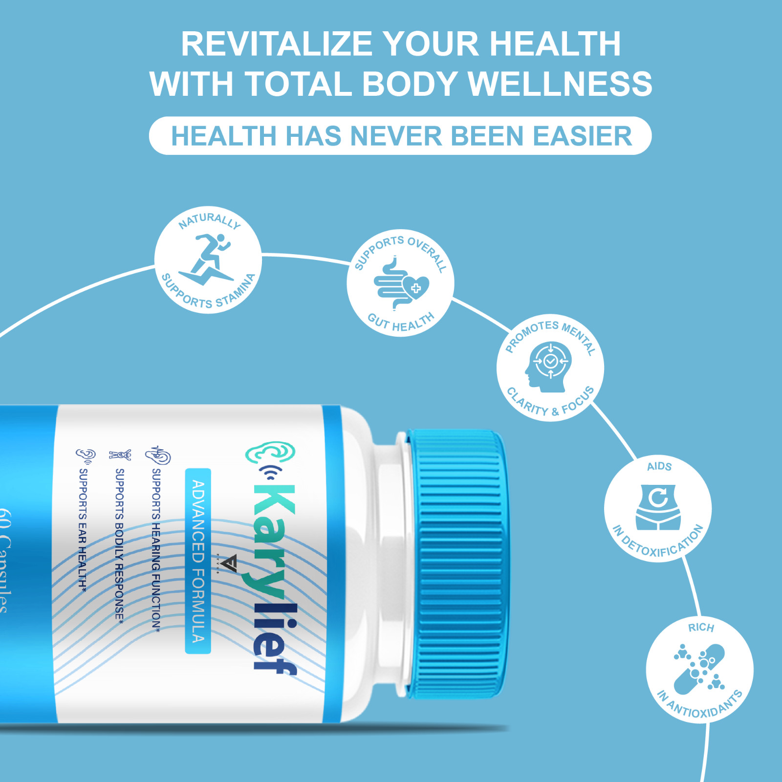 (3 Pack) Karylief Tinnitus Capsules, Kary lief Ear Health Support (180 Capsules)