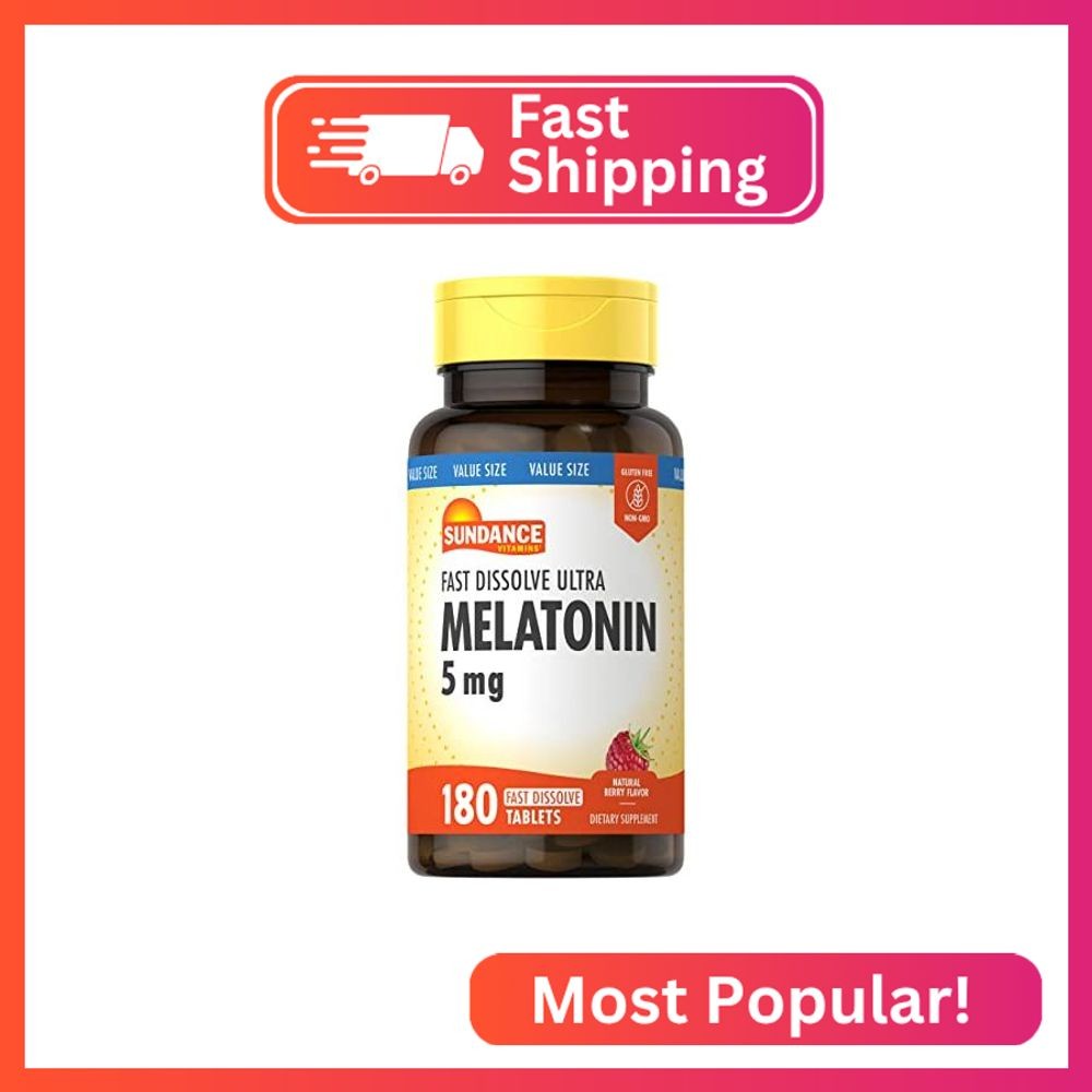 Sundance Melatonin 5mg Tablets | 180 Vegetarian Count | Fast Dissolve | Natural
