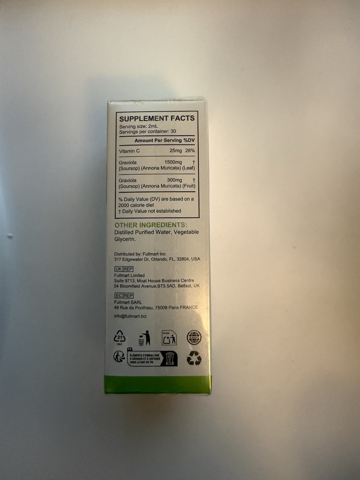 Acentialabs Soursop Graviola Liquid Drops w/ Vitamin C 2 fl oz Vegan