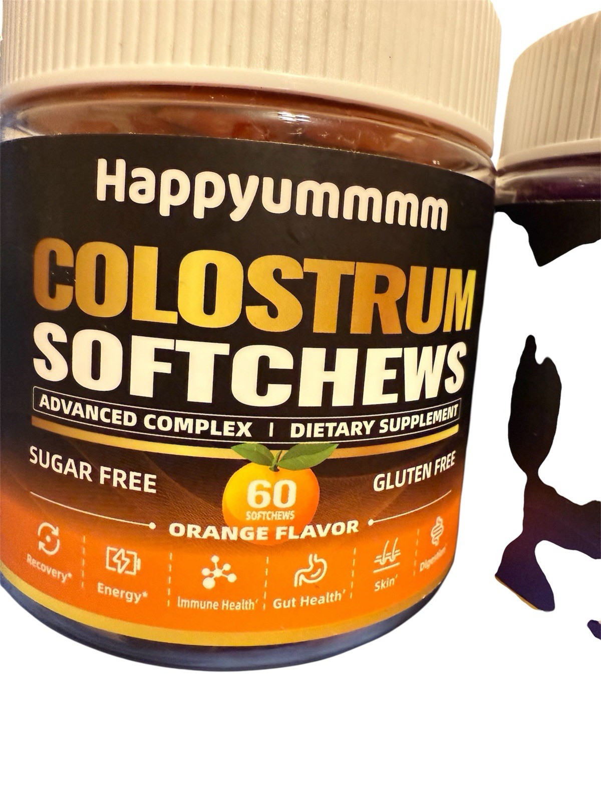 Lot Of 2 Colostrum SoftChews Supplement Gummy Chews 60 Gummies Orange/Blueberry