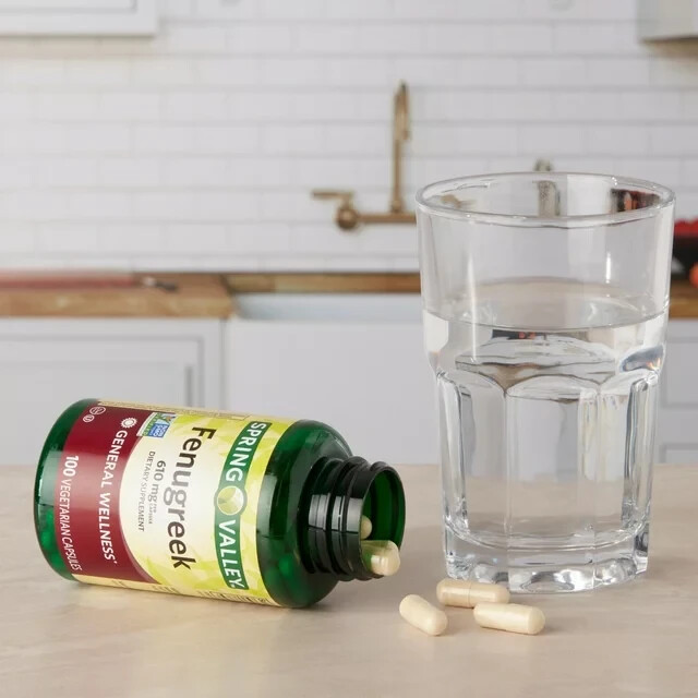 Spring Valley Fenugreek Dietary Supplement Capsules for Adults, 610mg, 100 Count