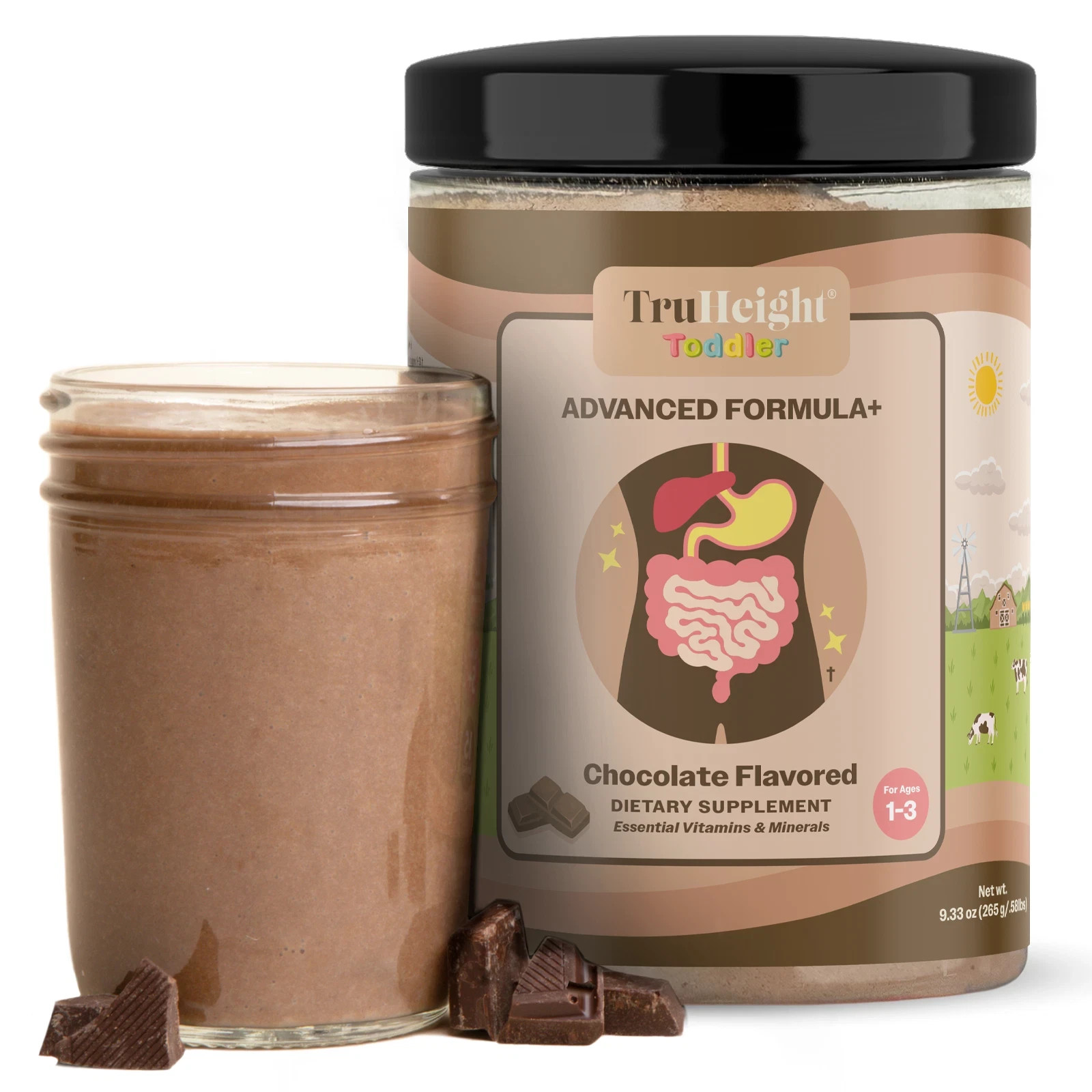 Kids & Toddlers Vitamin Shake Mix w/ 16 Vitamins & Protein – Chocolate Flavor