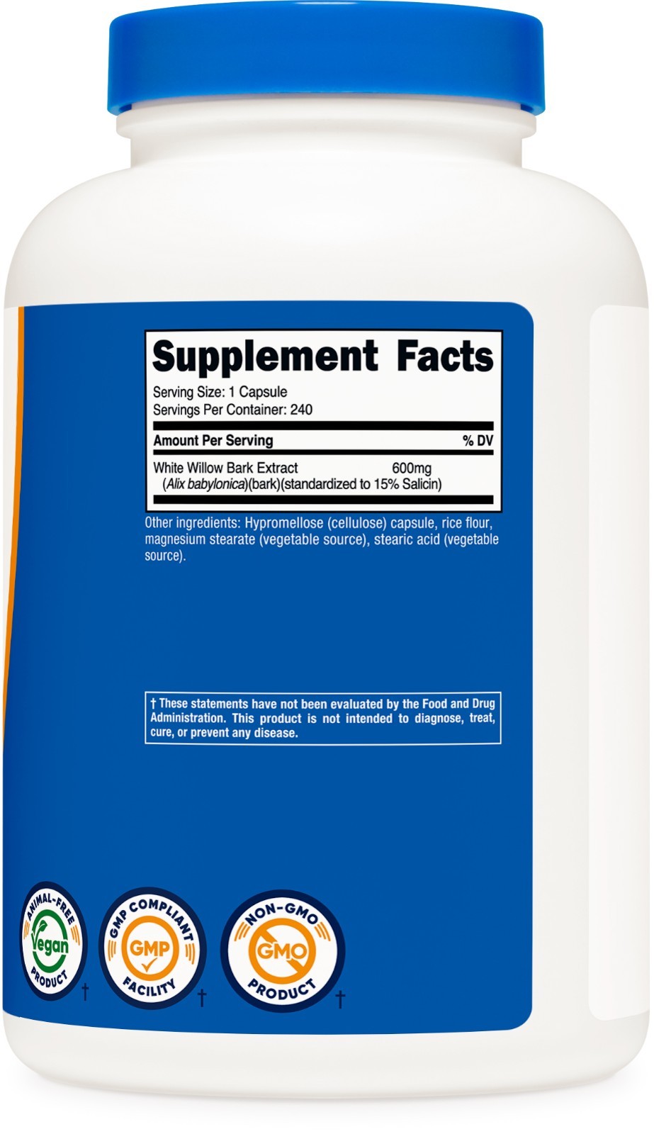 Nutricost White Willow Bark 600mg, 240 Capsules – Standardized to 15% Salicin