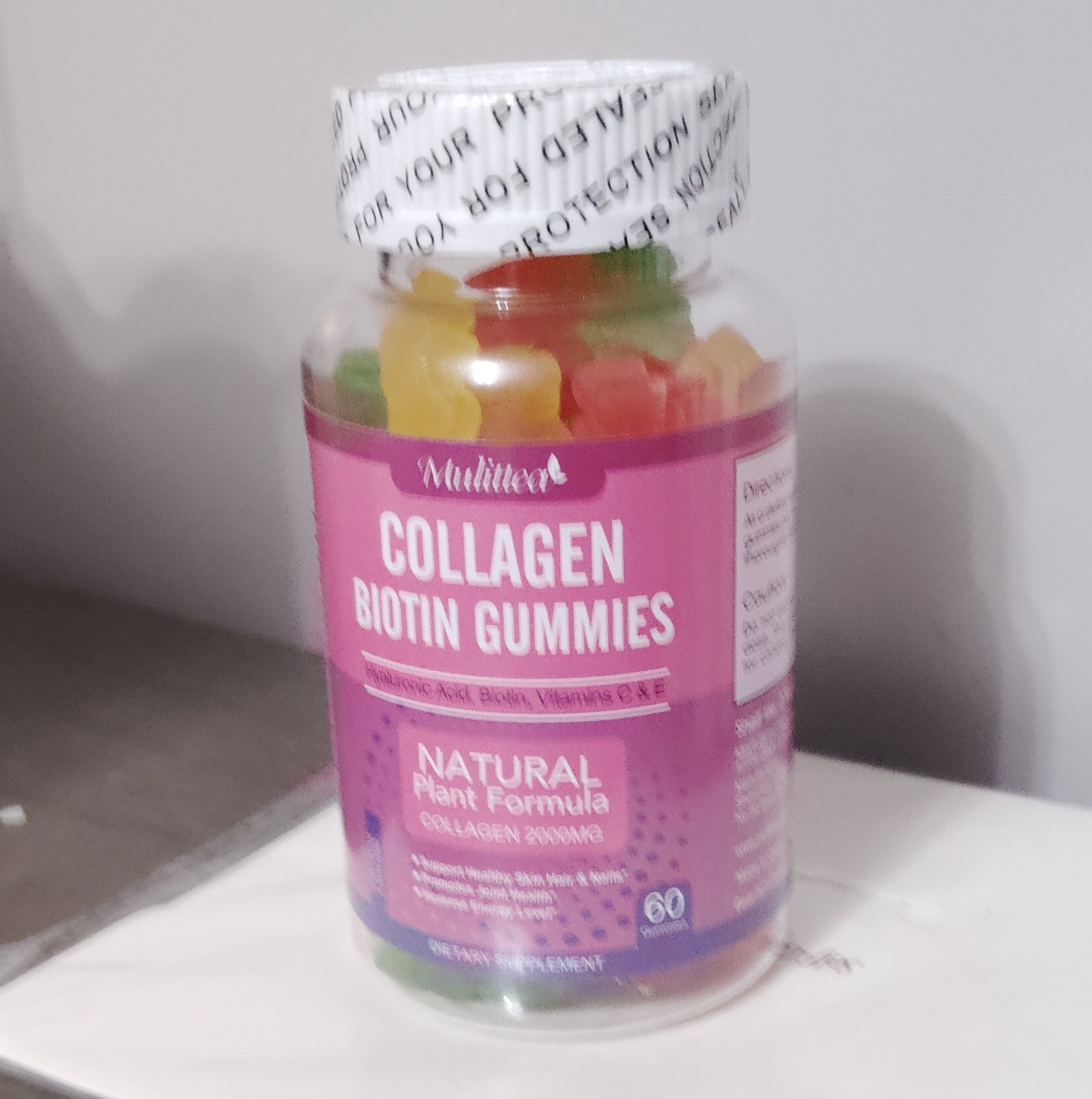 Multiteet Collagen + Biotin Gummies w/ Hyaluronic Acid Natural 2000mg 60 ct
