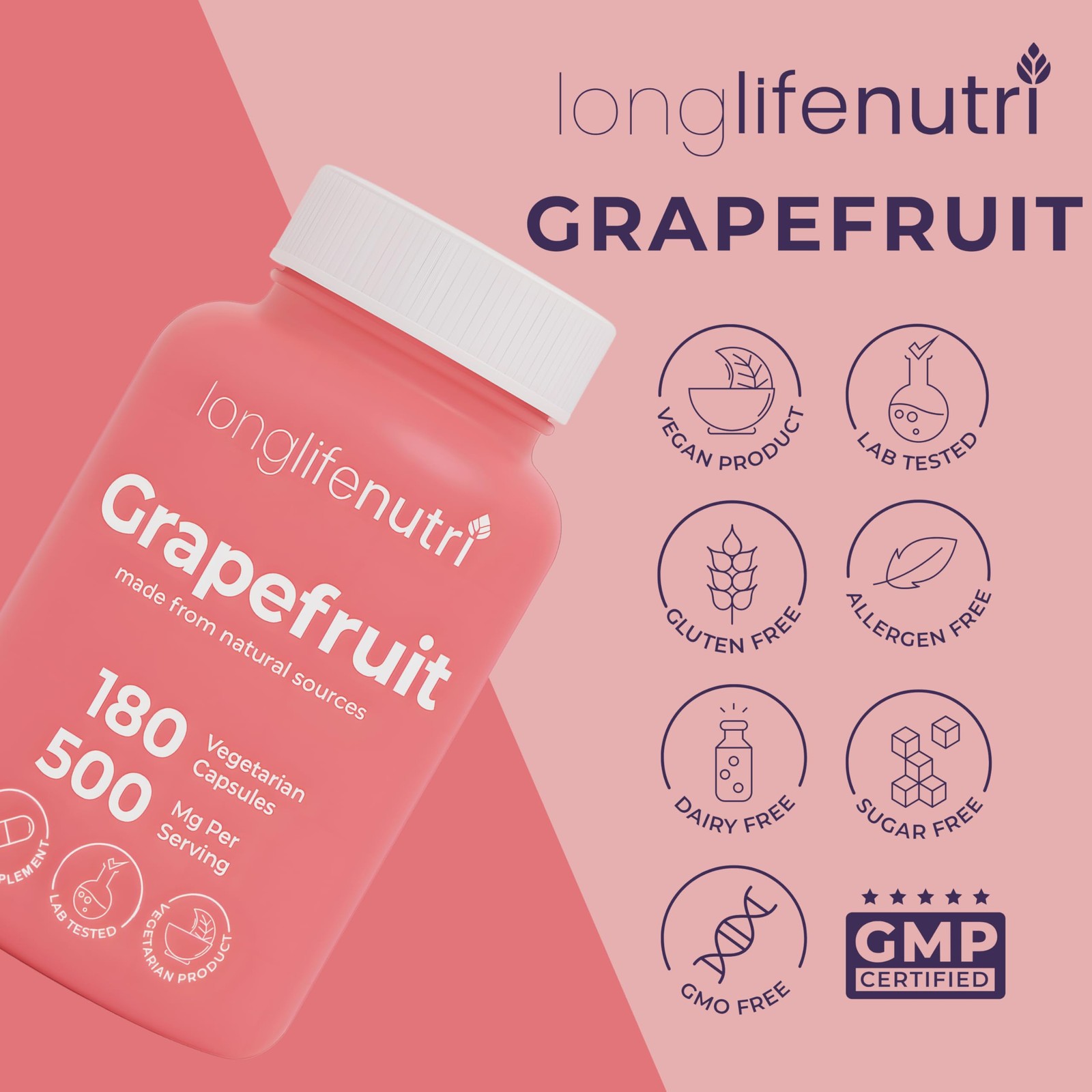 Grapefruit Seed Extract 500mg – Derived from Citrus Paradisis, 180…