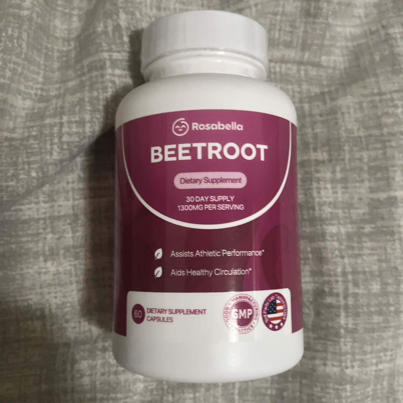 Rosabella Beetroot Dietary Supplement 1300mg 60 Capsules Exp 1/2028