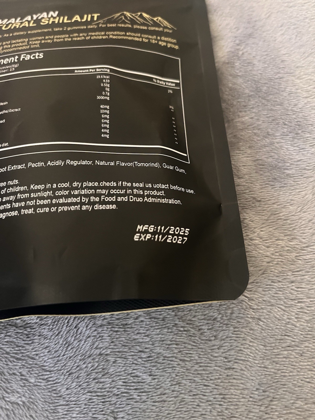 Torlen Himalayan Shilajit Gummies 3000mg 30ct Tamarind No Sugar Gelatin Free