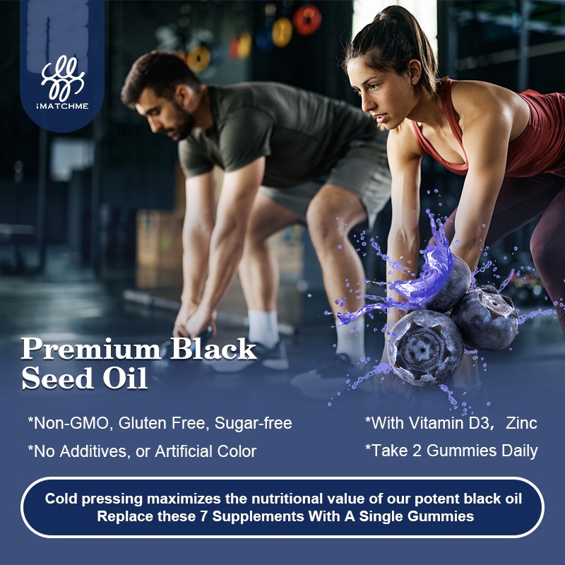 Black Seed Oil 500mg Gummies – with Elderberry, Sea Moss & Ashwagandha, 120ct
