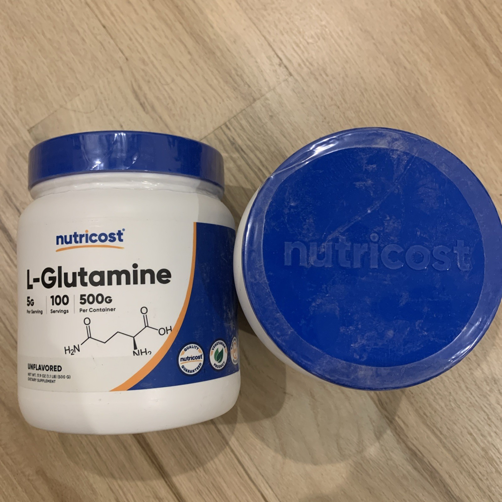 2x Nutricost L-Glutamine Powder 500G-100 Servings, Non-GMO & Gluten Free (10/27)