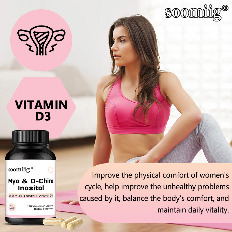 Myo-Inositol D-Chiro Inositol Supplement Vitamin D3 Hormonal Balance for Women