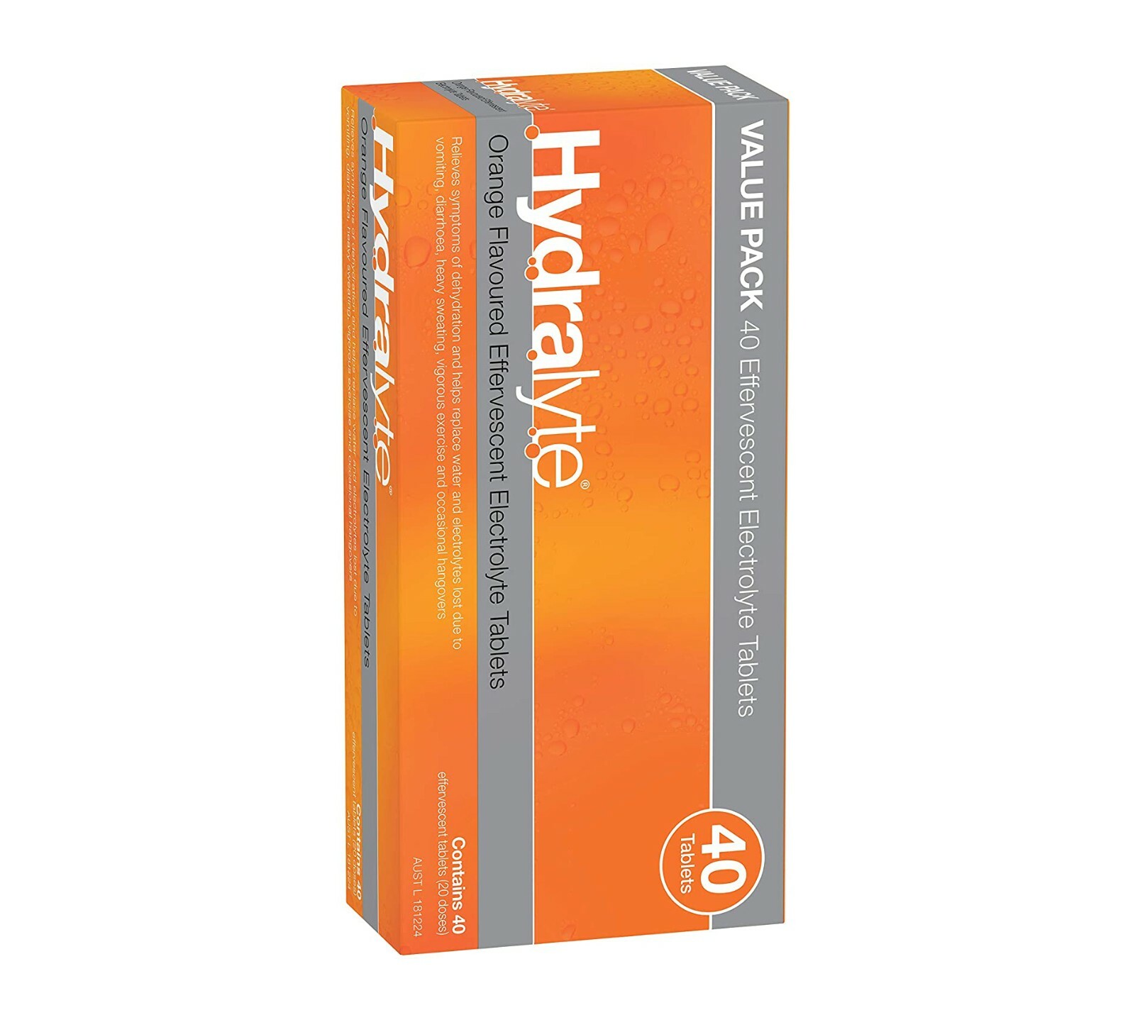 Hydralyte Effervescent Electrolyte Orange Flavoured For Dehydration 40 Tablets