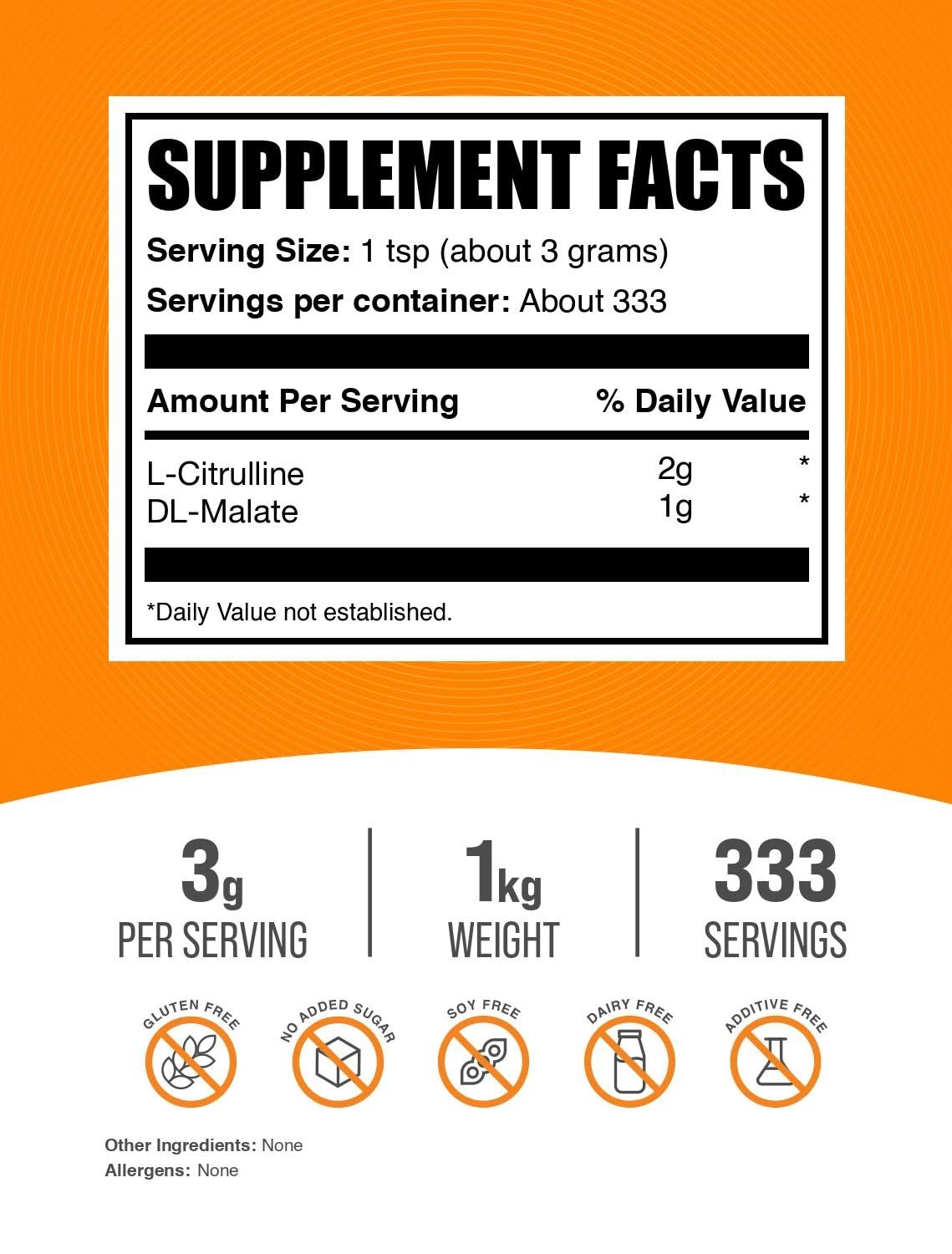 BulkSupplements.com L-Citrulline Malate 2:1 2.20 Pound (Pack of 1), White