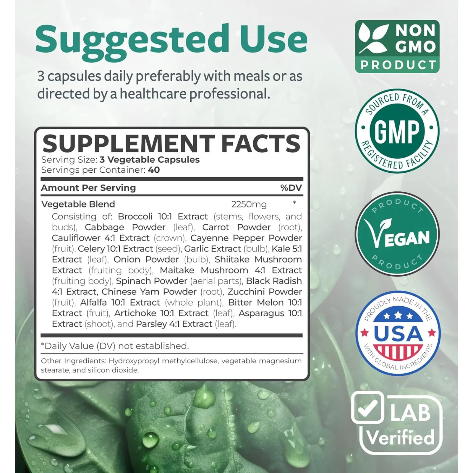 Healths Harmony Greens Extract blend 120 x 2 240 Capsules Non-GMO BB 2-26 -Rk4