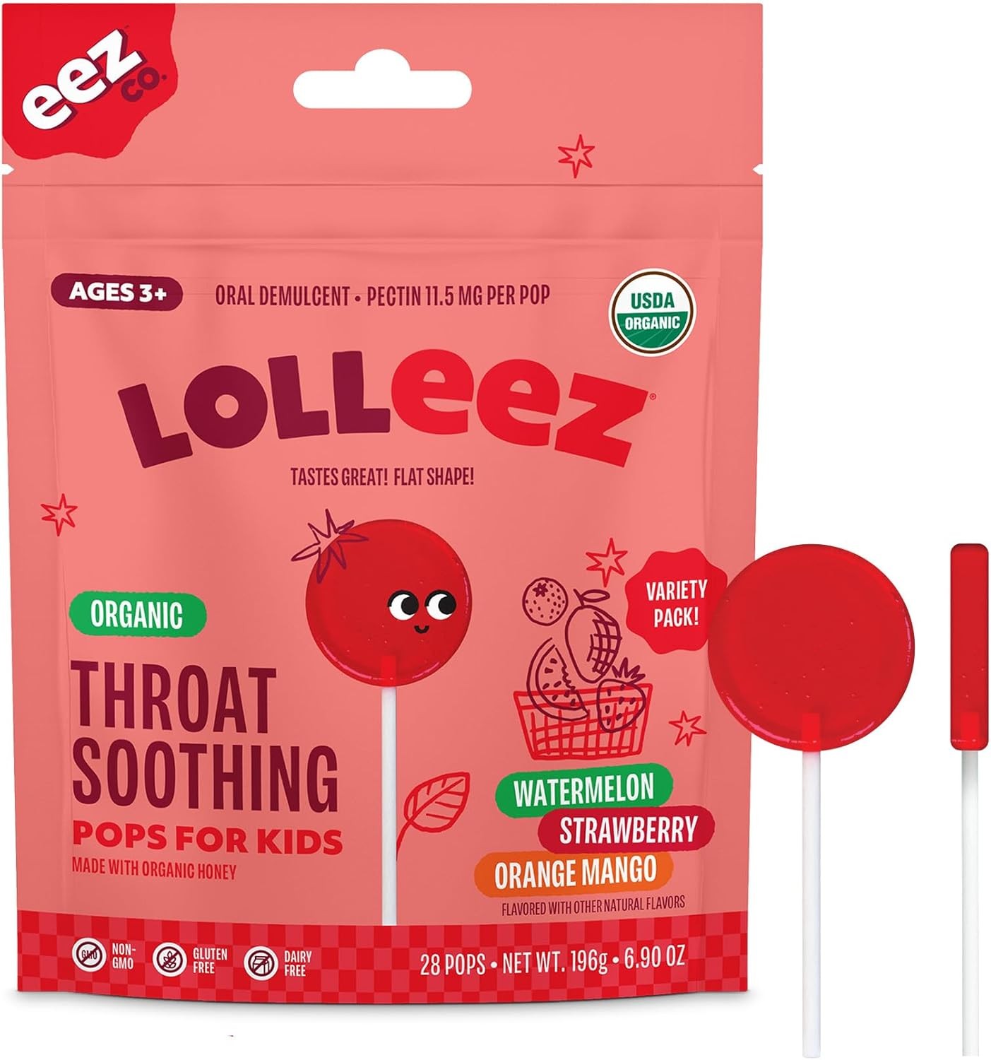 (Pack of 9) Lolleez Throat Soothing Variety Pack Pops Vitamins OTC Col 315 grams