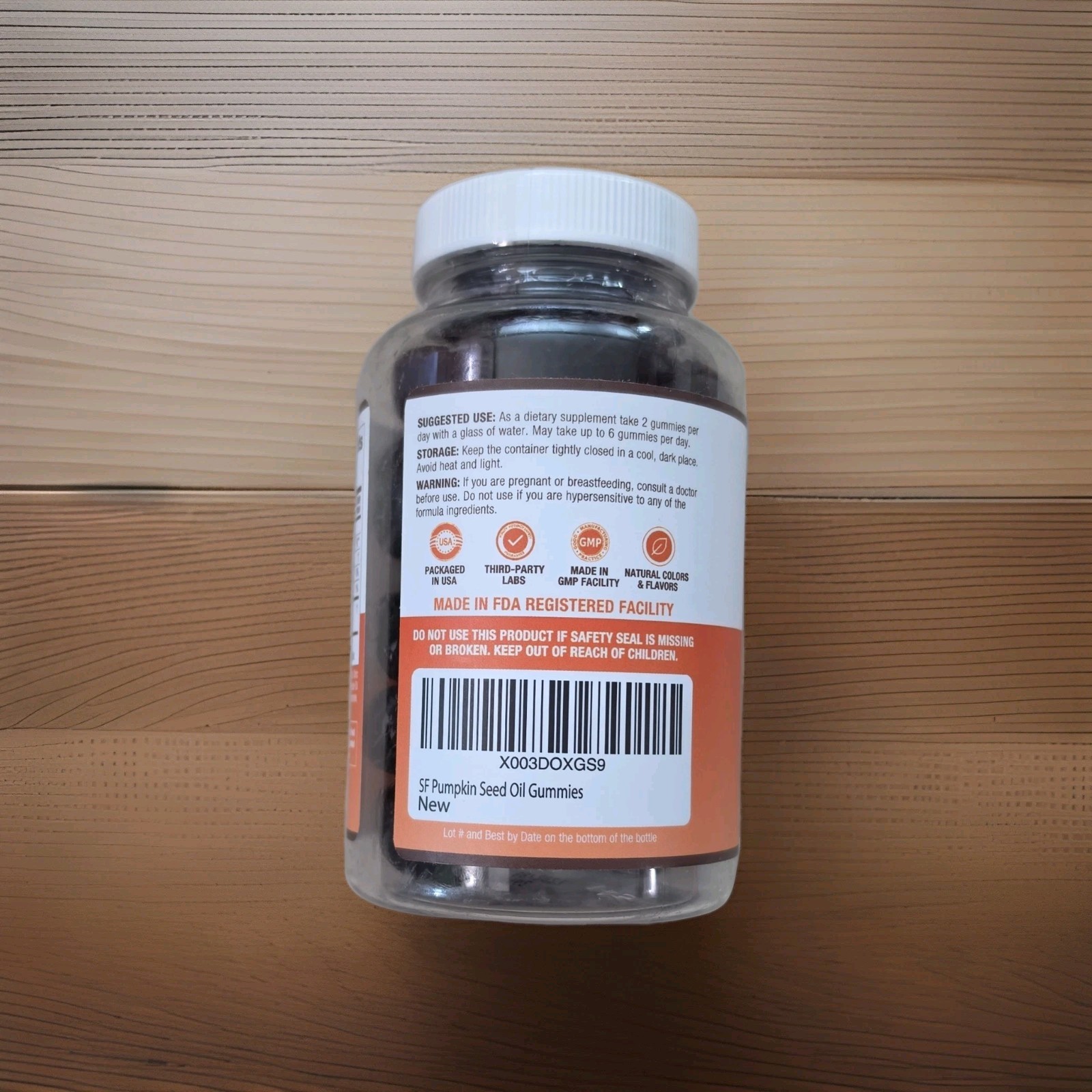 Pumpkin Seed Oil Sugar-Free Vegan 60 Gummies by Purify Life Exp 08/2027