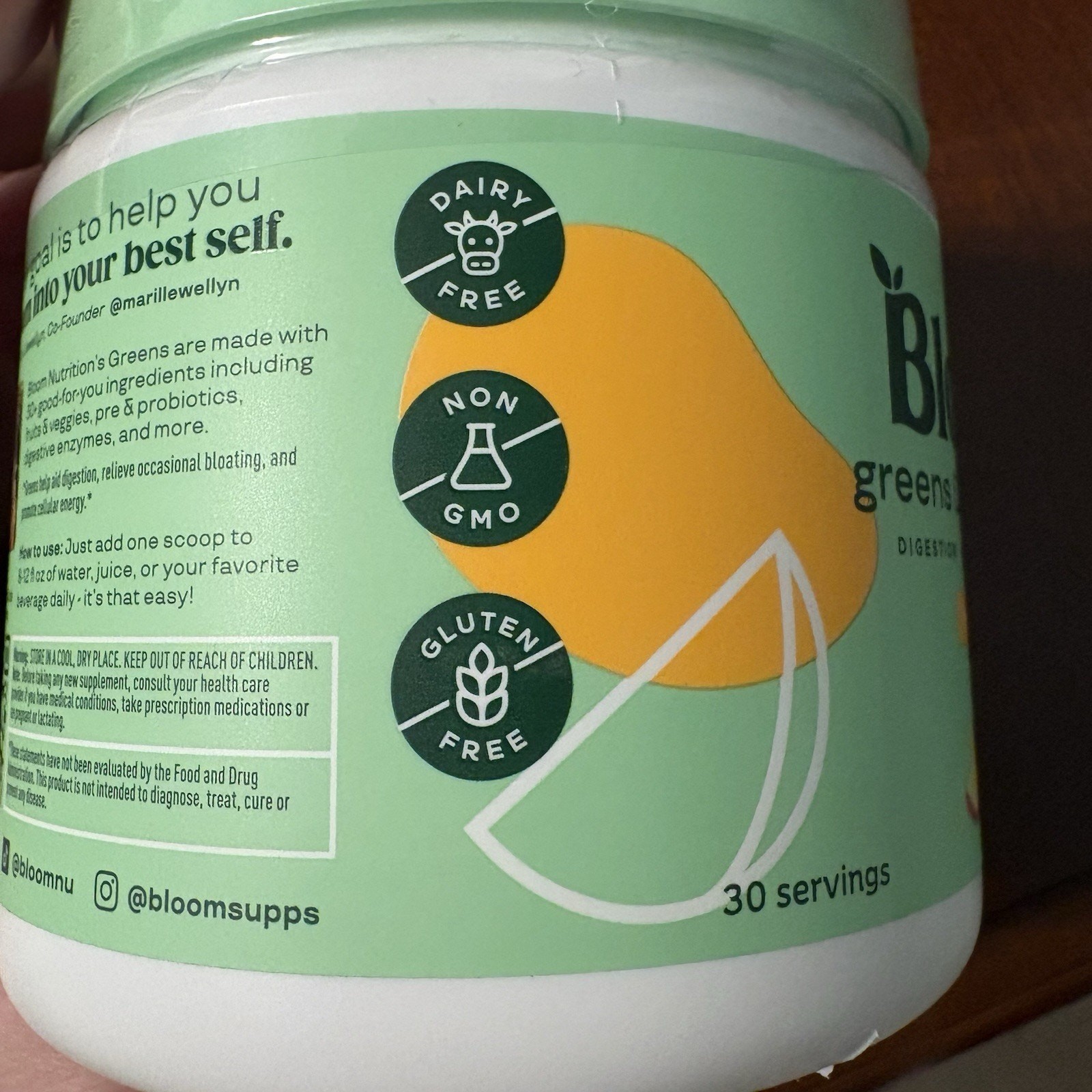Bloom Greens Superfood Powder Mango Dietary Supplement 30 Servings Digestion Aid