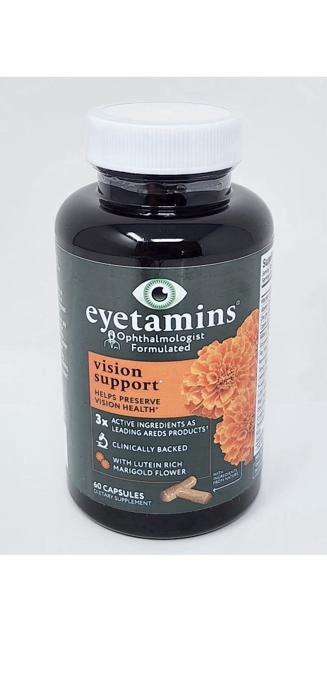Eyetamins Vision Support with Lutein Rich Marigold Flower, 60 Capsules Exp 02/27