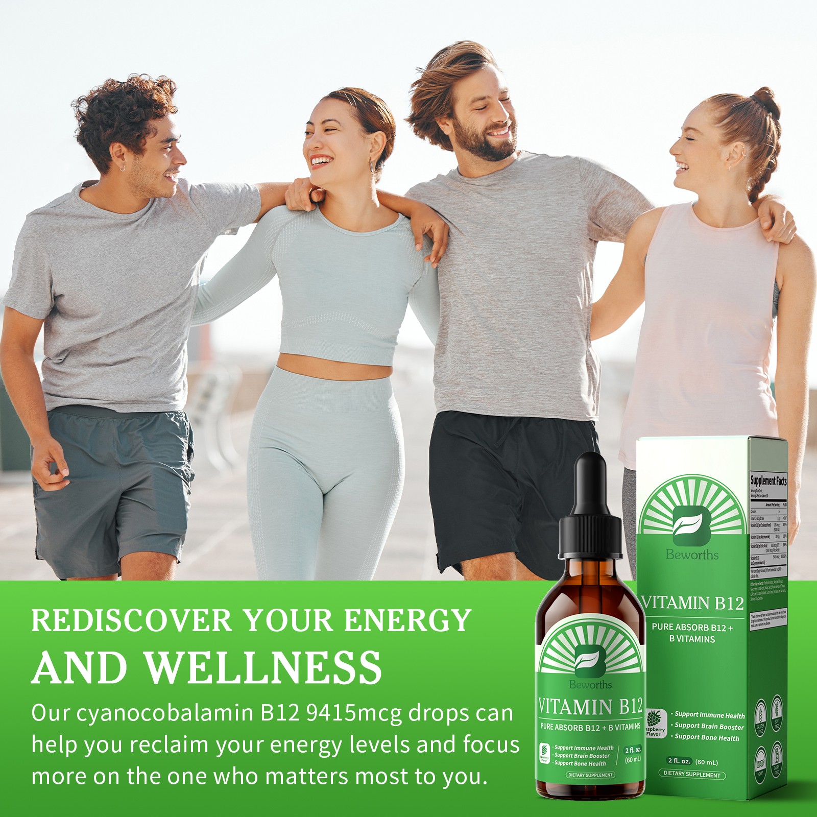Extra Strength Vitamin B12 Liquid Vit B 12 Drops Energy Booster Methylcobalamin