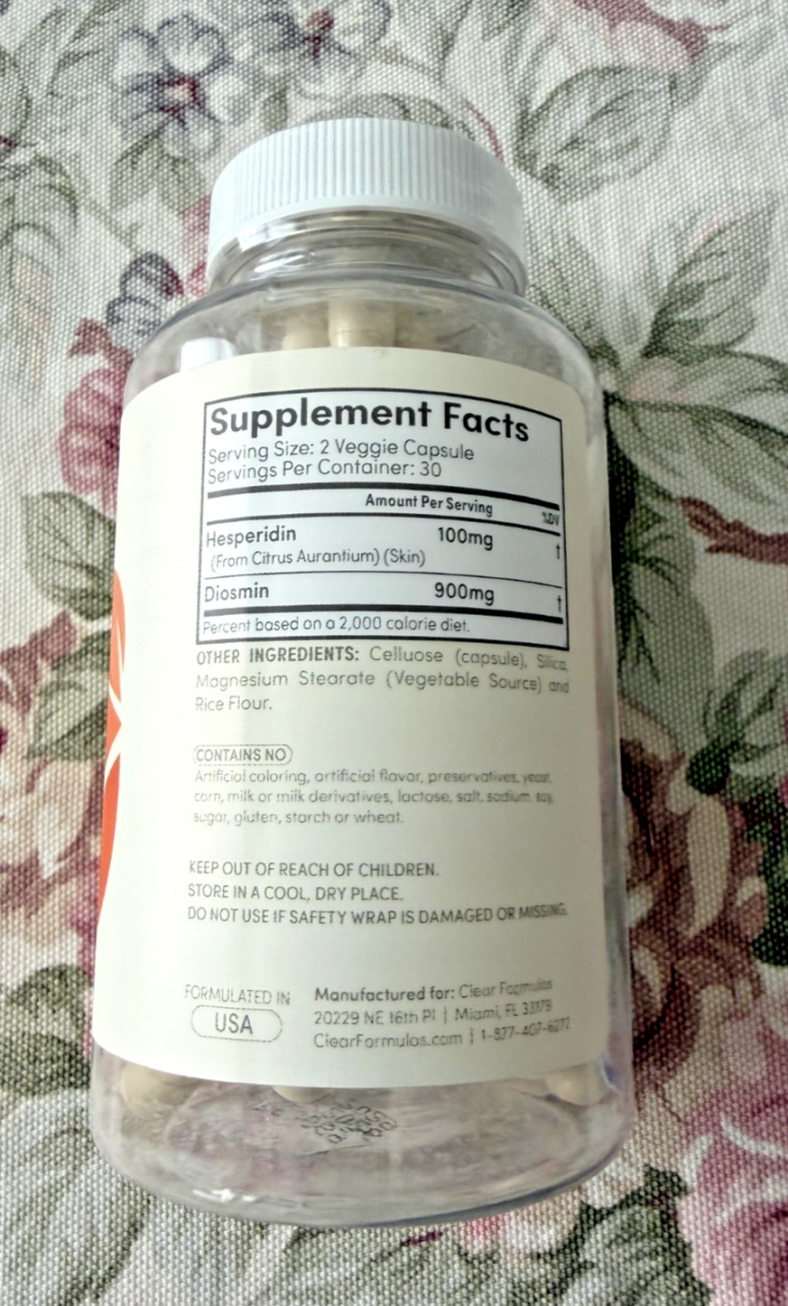 Diosmin Hesperidin ~ 1000mg ~ Circulation and Vein Support Supplement