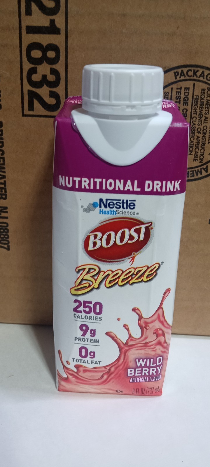 Boost Breeze Wild Berry Nutritional Drink 8 oz Cartons – 24 Count Case