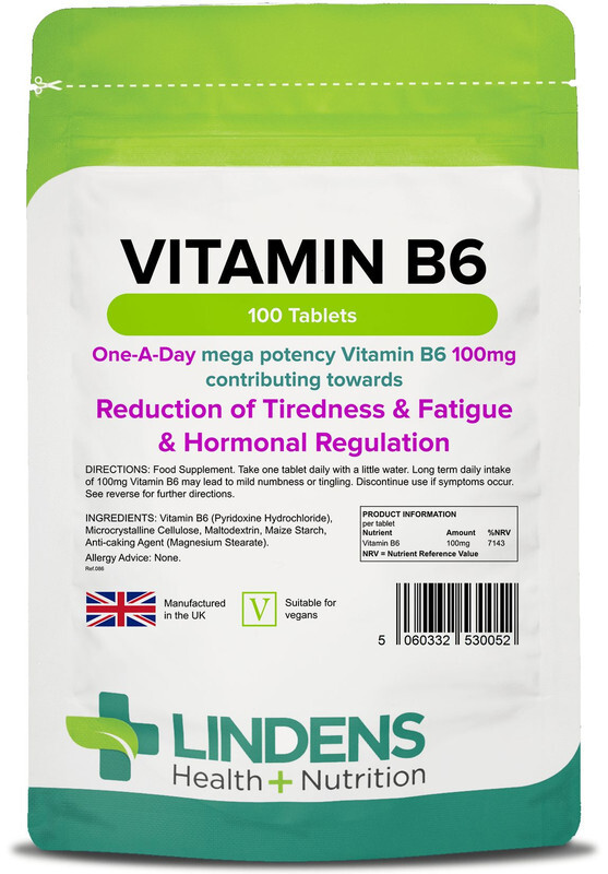 Lindens Vitamin B6 100mg 4-PACK 1 /day 400 Tablets B-6 B 6