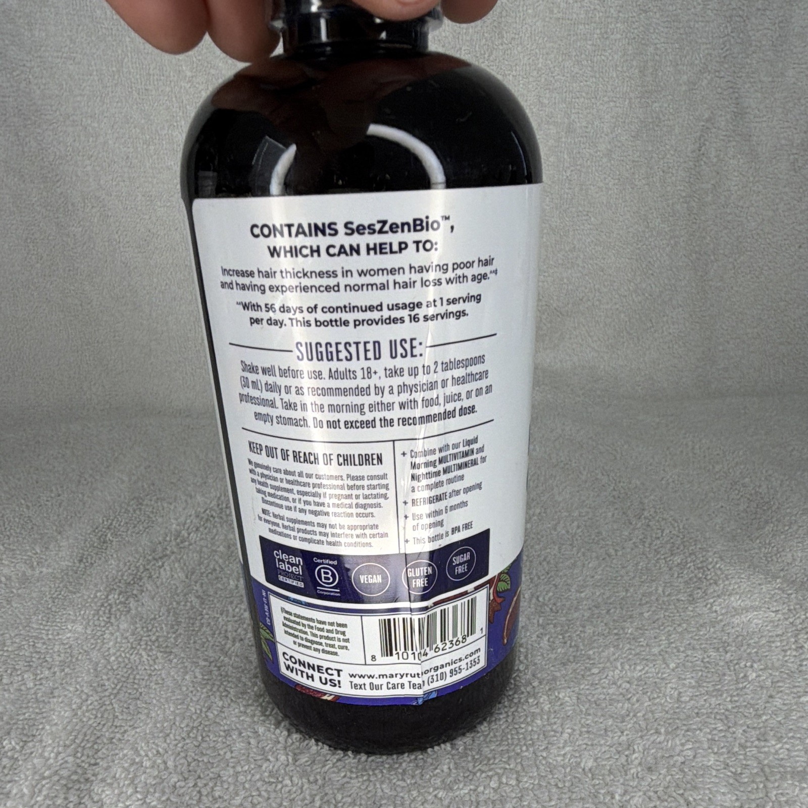 MaryRuth’s Daily Liquid Hair Formula Hair Support Vegan Blueberry Pom 16 fl oz