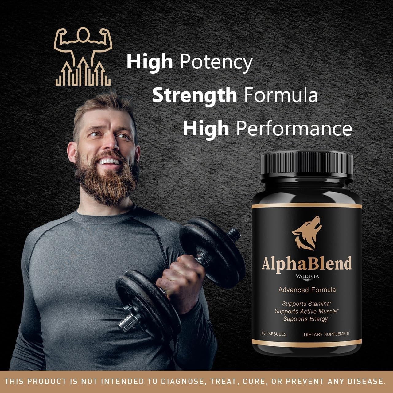 Alpha Blend Men Wellness Supplement Capsules Energy Strength 5 Pack 300Ct
