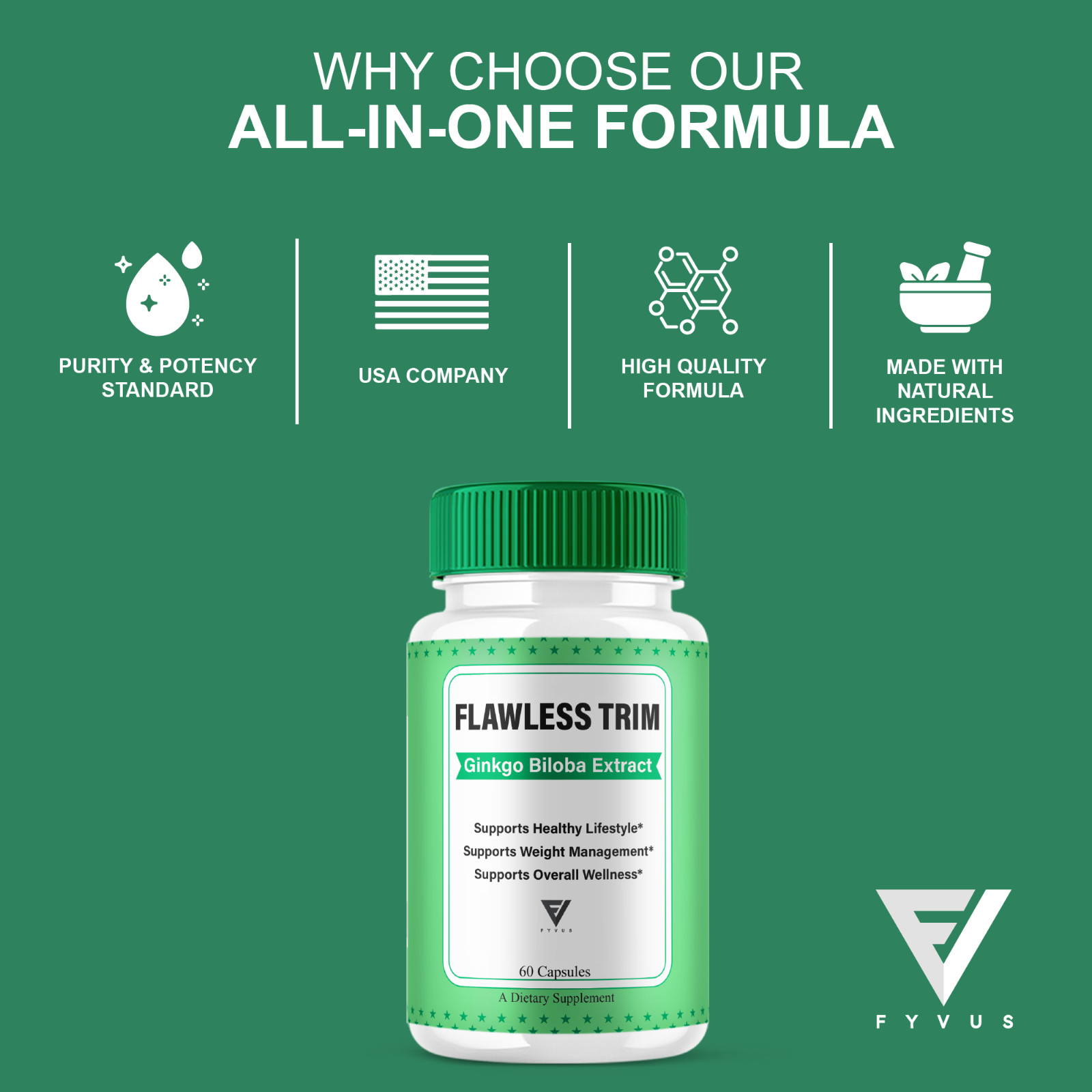 Flawless Trim Metabolism Support, FlawlessTrim Pills (60 Capsules)