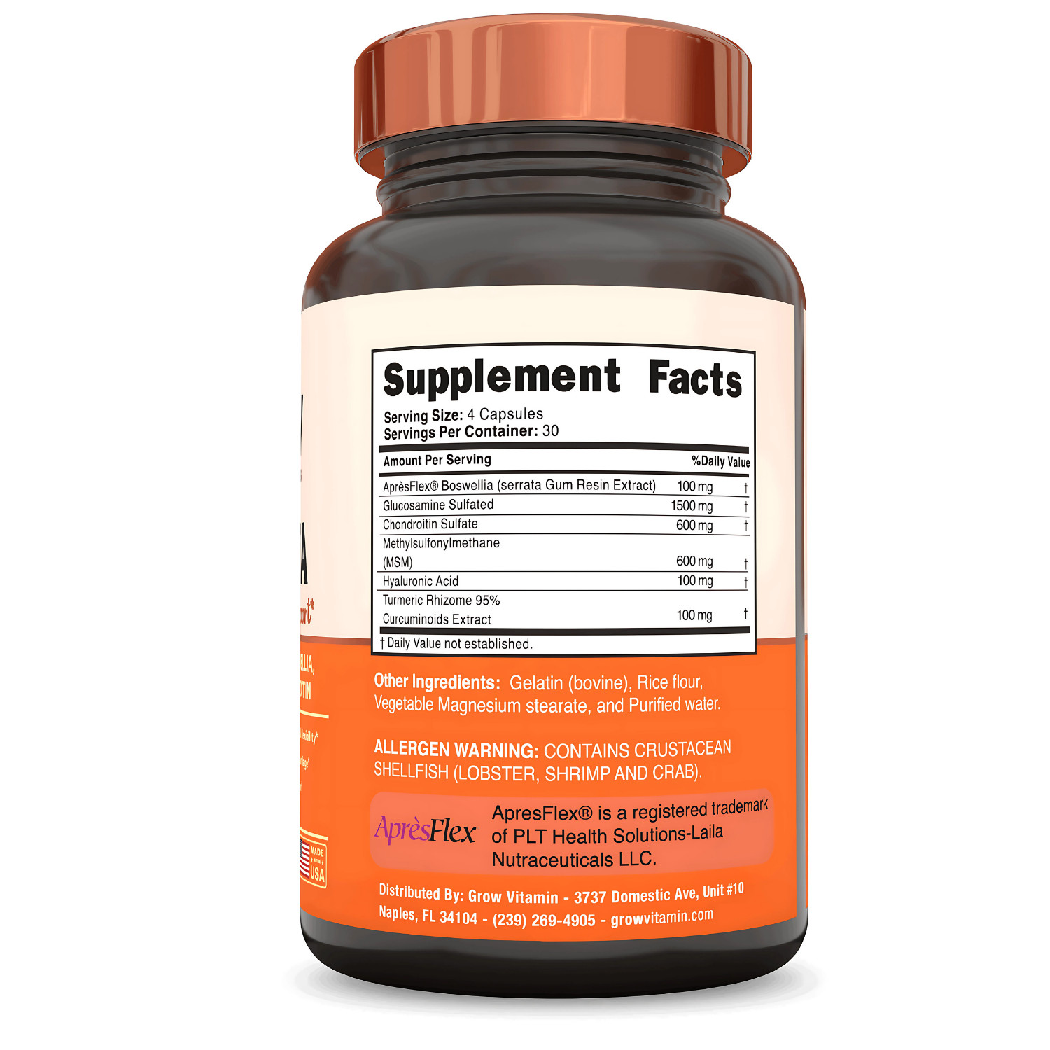 Grow FlexVita – Glucosamine Chondroitin MSM Turmeric Boswellia 120 Capsules